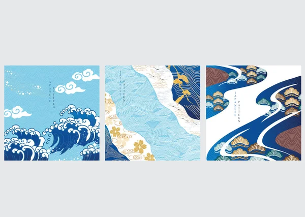 Fondo Abstracto Estilo Oriental Banner Chino Año Nuevo Línea Geométrica — Vector de stock