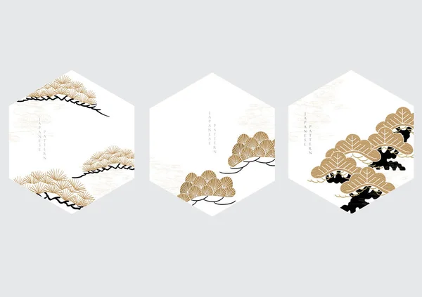 Japanese Background Bonsai Pattern Vector Natural Decoration Banner Geometric Shape — Stock Vector