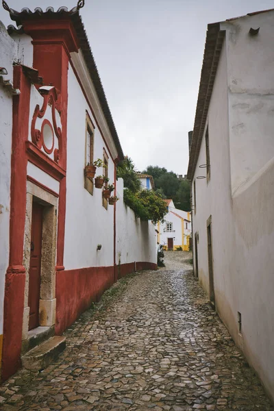 Foto Das Ruas Dos Óbidos Portugal Sem Pessoas — Fotografia de Stock