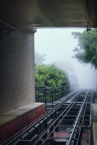 Photo Funiculaire Victoria Peak Cloudy Day — Stock Photo, Image