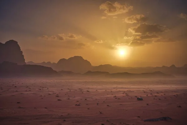 Photo Landscape Wadi Rum Desert Sunset Time — Stock Photo, Image