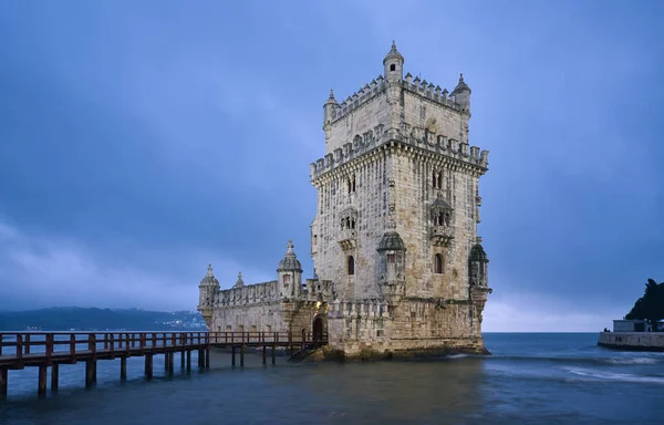 Foto Della Belem Tower Lisbona Portogallo All Ora Blu — Foto Stock