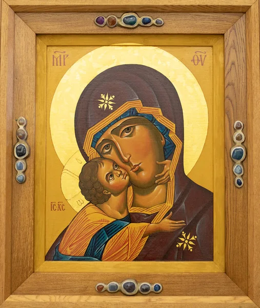 Icon of jesus and mary in a frame — стокове фото