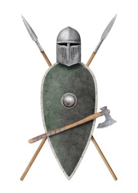 Beyaz arka planda izole edilmiş eski bir savaşçı silahı.