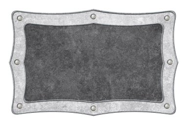 Beyaz üzerinde izole edilmiş gri metal çerçeve ve grunge dokusu