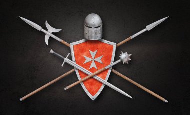 Esmer arka planda Malta şövalyesi zırhı