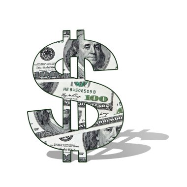 Beyaz arkaplanda dolar sembolü