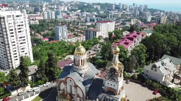 Veduta Aerea Della Chiesa Del Santo Principe Vladimir Sul Monte — Video Stock