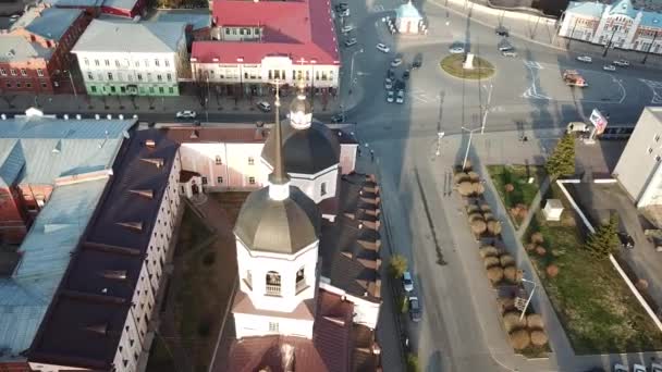 Veduta Aerea Della Cattedrale Dell Epifania Nella Città Tomsk Siberia — Video Stock