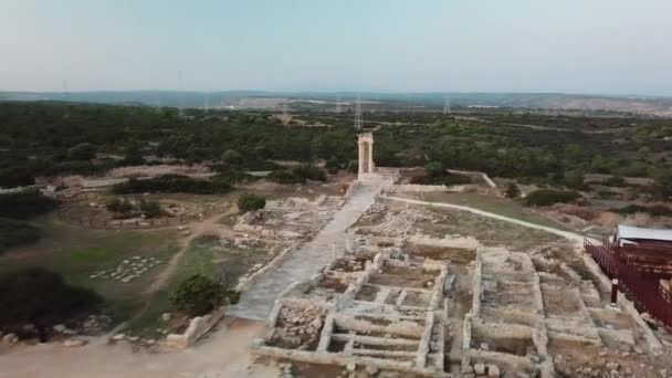 库里安古代圆形剧场的空中景观 塞浦路斯共和国利马索尔 — 图库视频影像