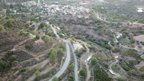 Vista Aérea Pequena Aldeia Montanha Chipre — Vídeo de Stock