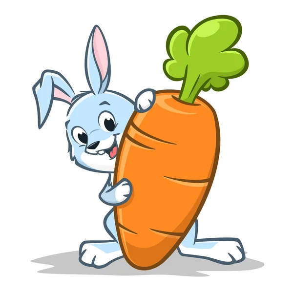 Vector Illustration Cartoon Rabbit Holding Carrot Isolated Object Design Element — Stock Vector