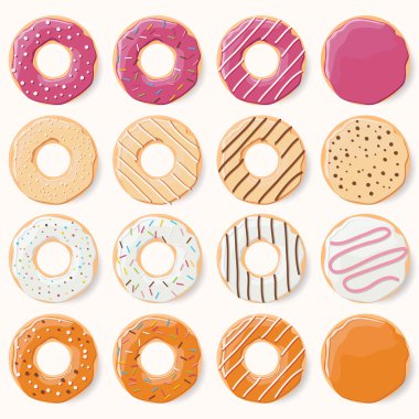 On altı sırlı renkli donut ile farklı flav topluluğu