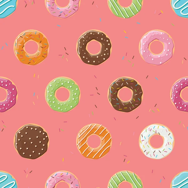 Padrão sem costura com coloridos saborosos donuts brilhantes — Vetor de Stock