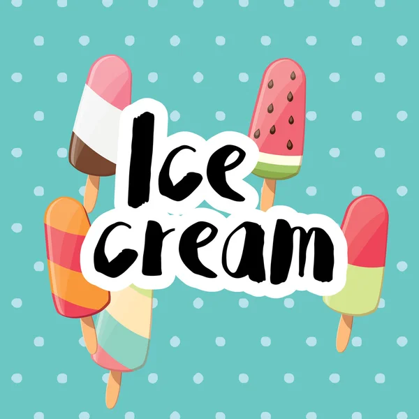 Diseño de póster con helado brillante colorido — Vector de stock