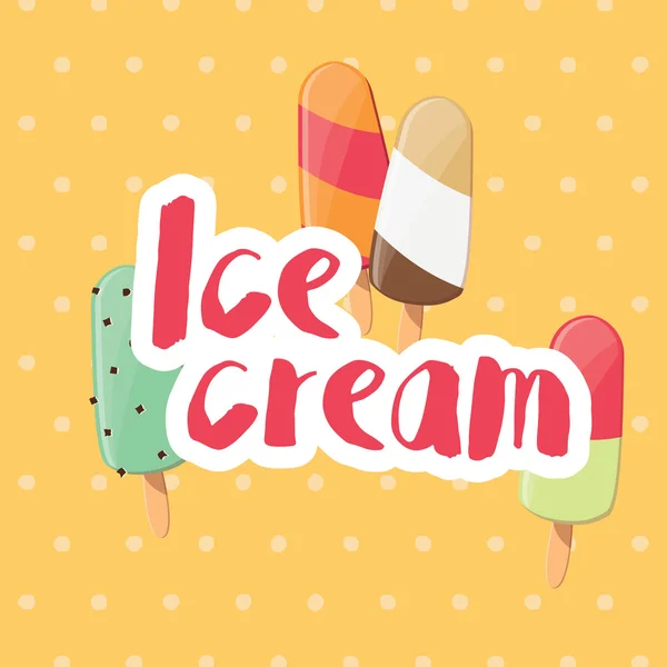 Poster design with colorful glossy ice cream — Stock Vector