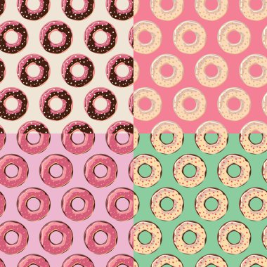 Renkli lezzetli parlak Lokmalar dört sorunsuz desenler