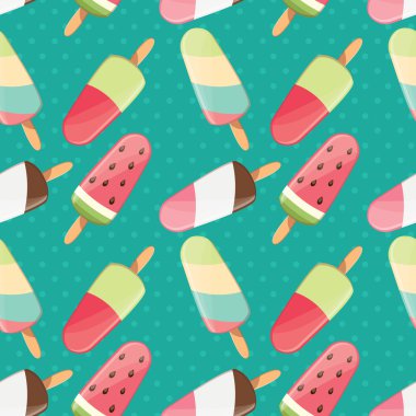 Dondurma Dikişsiz desen, renkli yaz arka plan, lezzetli tatlı davranıyor