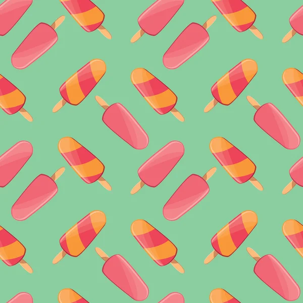 Jednolity wzór ice cream, kolorowy lato na tle, pyszne słodkości — Wektor stockowy