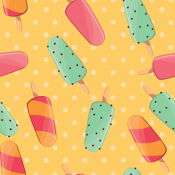 Patrón sin costuras de helado, fondo de verano colorido, deliciosas golosinas dulces — Vector de stock