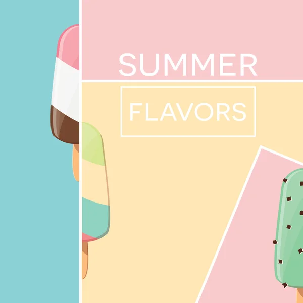 Affiche typographique estivale moderne avec crème glacée et éléments géométriques — Image vectorielle
