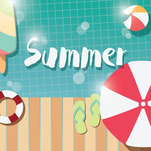 现代印刷夏季海报设计与冰激淋，游泳池 — 图库矢量图片