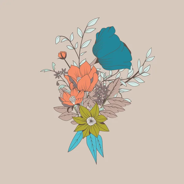 Ramo de flores vectoriales, decoración botánica y floral dibujada a mano — Vector de stock