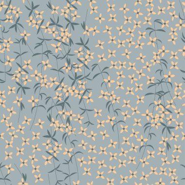 Dikişsiz desen tasarımı ile el çekilmiş çiçek ve çiçek öğeleri