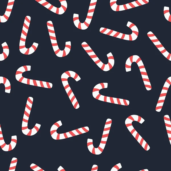 Candy Canne Vacances Modèle Sans Couture Joyeux Noël Bonne Année — Image vectorielle