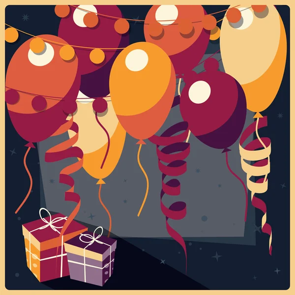 Fødselsdagsbaggrund med gaver og balloner – Stock-vektor
