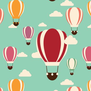 Sıcak hava balonları, seamless modeli ile arka plan