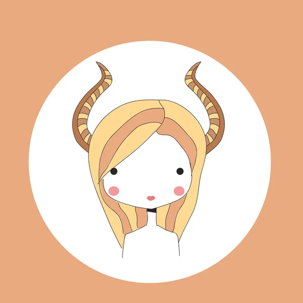 Horoscope Capricorn sign, girl head — Stock Vector