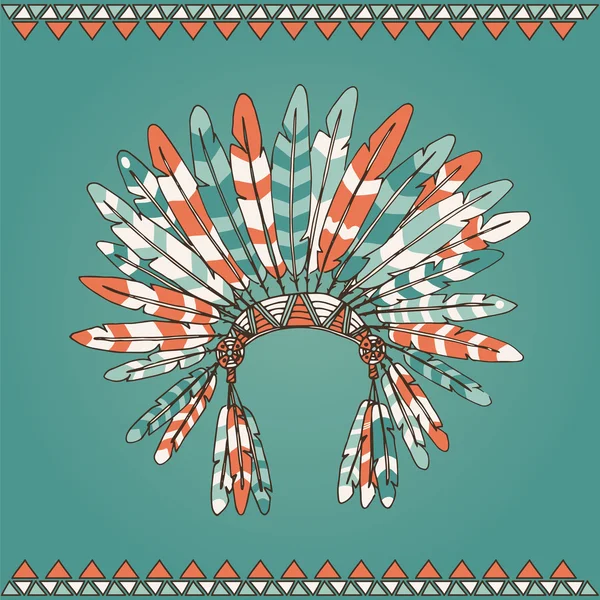 Handgezeichnete indianische Kopfbedeckung — Stockvektor