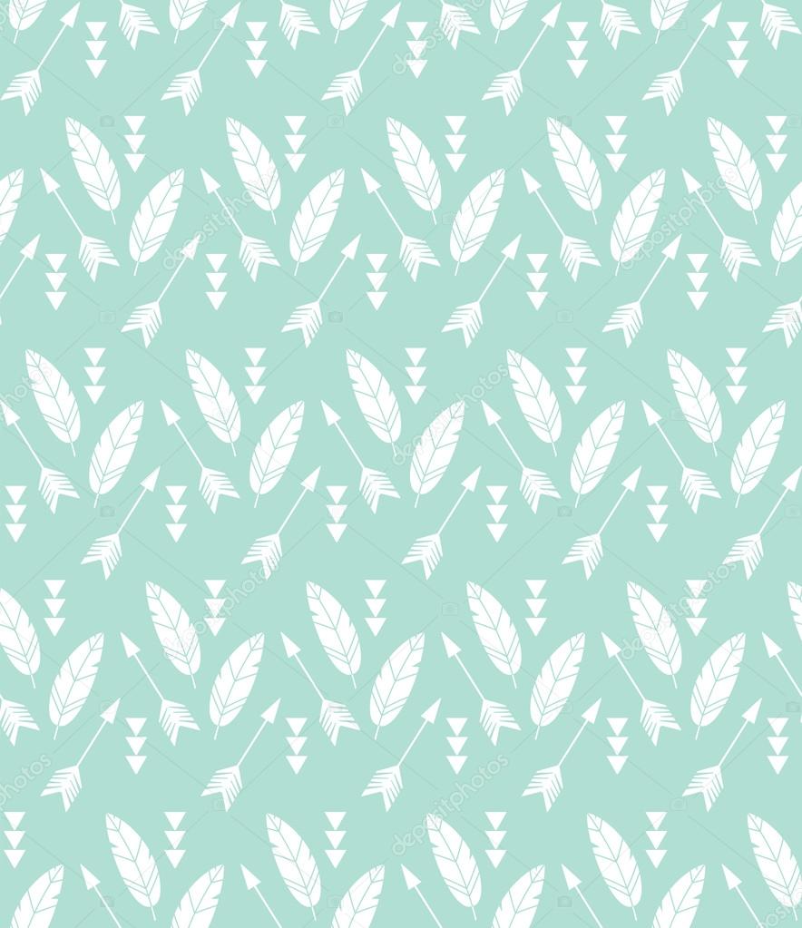 Bohemian feathers and arrows, seamless pattern