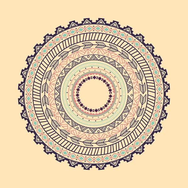 Ethnic Aztec circle ornament — Stock Vector