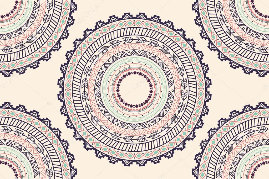 Ethnic Aztec circle ornament seamless pattern