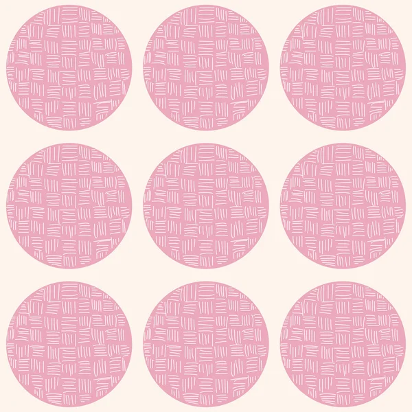 Seamless pattern with circles and hand drawn line pattern — Stok Vektör