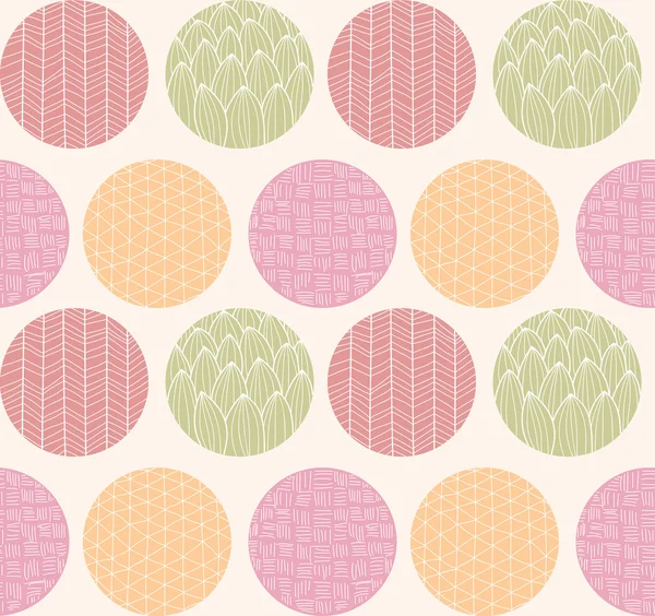 Seamless pattern with ornamental circles and line drawings — Wektor stockowy