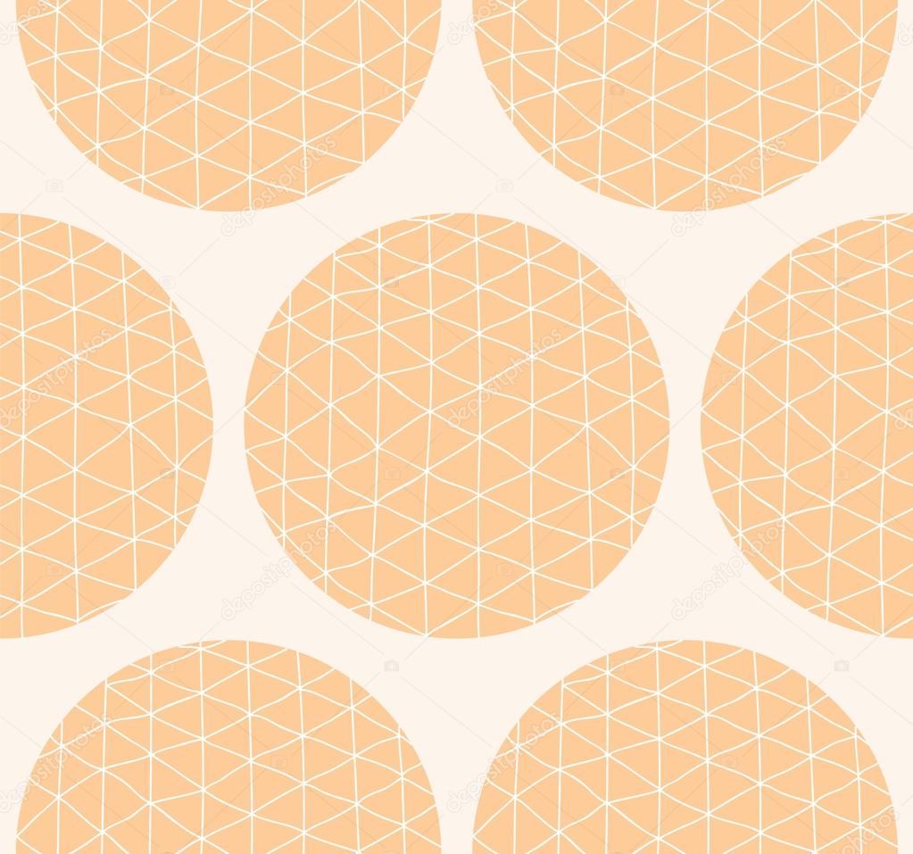 Seamless pattern with circles and hand drawn line pattern