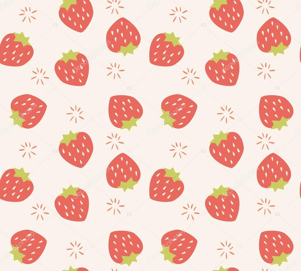 Seamless pattern with hand drawn strawberry fruit