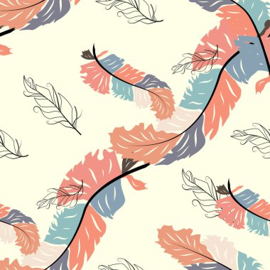 Soyut Tüy Dalgası Dekoratif Deseni. Kusursuz Duvar Kaplama Şablonu.