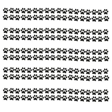 Beyaz arka planda modern tarzda pençe. Renkli çizgi tasarımı. Hayvan çizgi filmi. Ayak izi işareti.