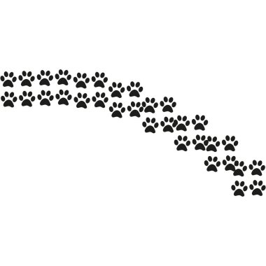Beyaz arka planda modern tarzda pençe. Renkli çizgi tasarımı. Hayvan çizgi filmi. Ayak izi işareti.