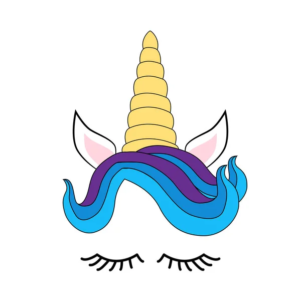 Wajah Unicorn Lucu Dengan Bunga Pelangi Ilustrasi Tema Dekorasi Ulang - Stok Vektor