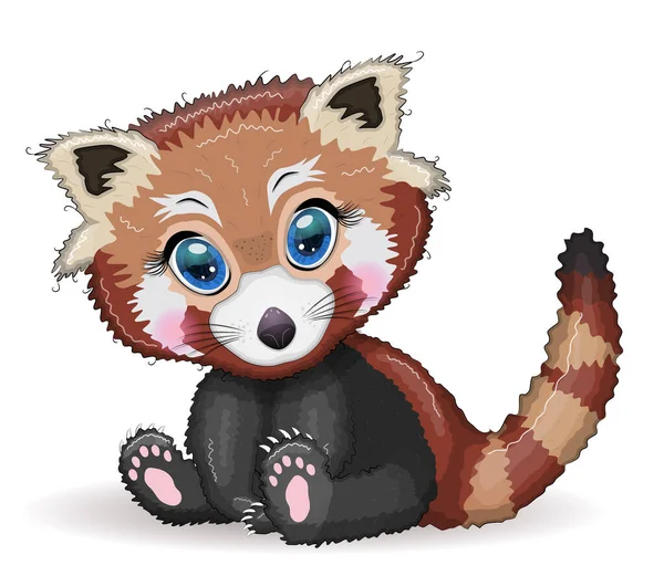 Red Panda Cute Character Beautiful Eyes Bright Childish Style Rare — Stock Vector