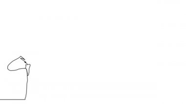 Sürekli bir çizgi çekme egzersizinin basit bir animasyonunu çizmek, bir insan yogaya başlar.