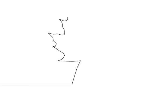 Samorysowanie animacji jednego rysunku linii odizolowanego liścia klonu — Wideo stockowe