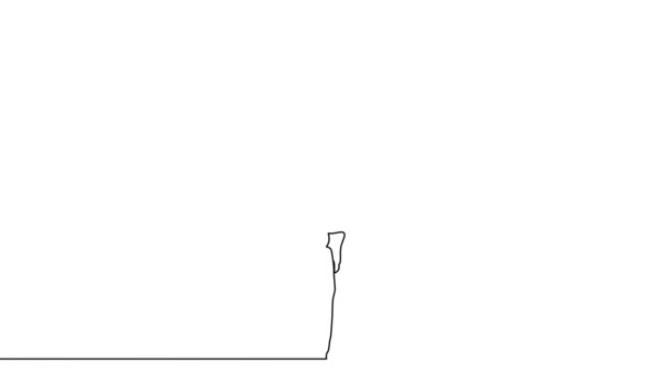 Samonakreslení jednoduché animace jednoho souvislého cvičení kreslení jedné čáry, člověk začne jógu — Stock video