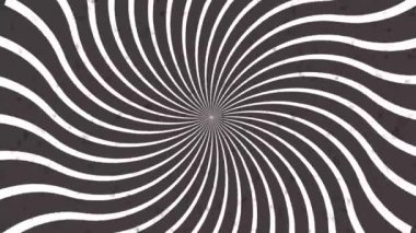 Psikedelik büküm çemberleri. Yuvarlak çizgili siyah beyaz çizgiler. Hipnotize edici dönen soyutlama. Op sanat efekti, optik yanılsama