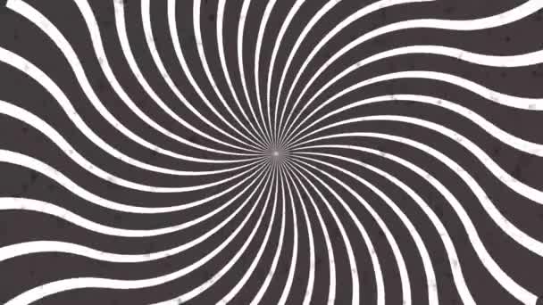 Psychedelic twisting circles. Round striped black white lines. Swirling hypnotic rotating abstraction. Op art effect, optical illusion — Stock Video